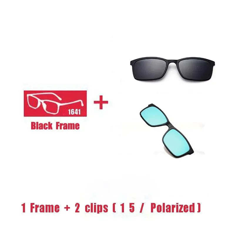Unisex Square Full Rim Titanium Clip-On Prescription Glasses 1641 — view 13 | Rx Spectacle