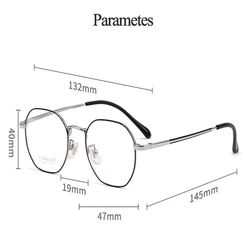 Unisex Polygon Full Rim Titanium Prescription Glasses T3956 — view 9 | Rx Spectacle