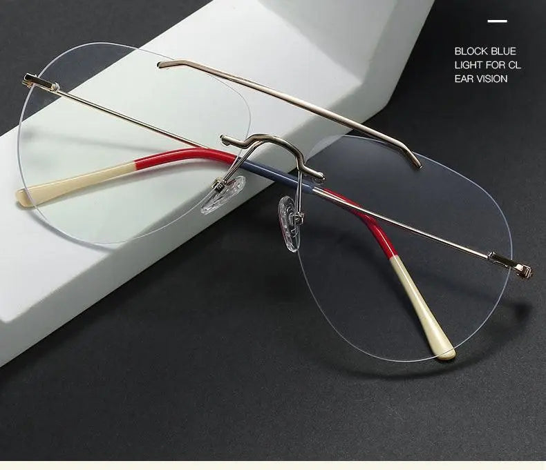 Unisex Round Rimless Alloy Double Bridge Prescription Glasses 81870 — view 13 | Rx Spectacle
