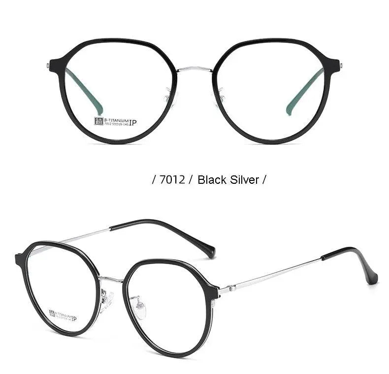 Unisex Round Full Rim Titanium Prescription Glasses 7012 — view 12 | Rx Spectacle