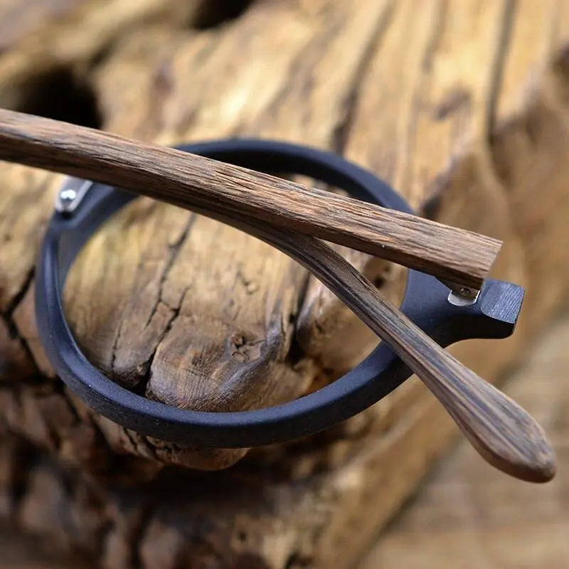 Men's Round Full Rim Wood Prescription Glasses Ps6084 — view 4 | Rx Spectacle