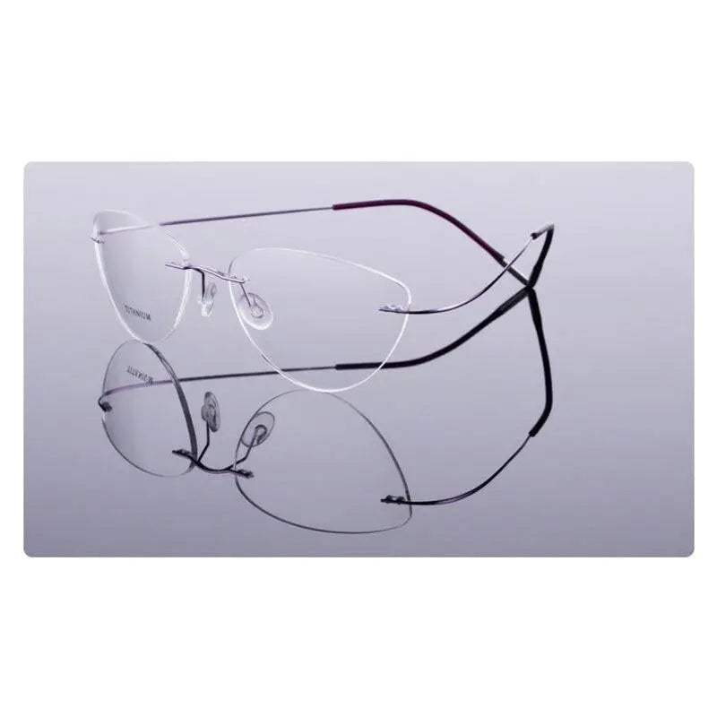 Unisex Cat Eye Rimless Titanium Prescription Glasses 20003 — view 6 | Rx Spectacle