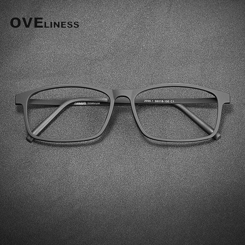 Unisex Square Full Rim Titanium Prescription Glasses Ol20p99 — view 9 | Rx Spectacle