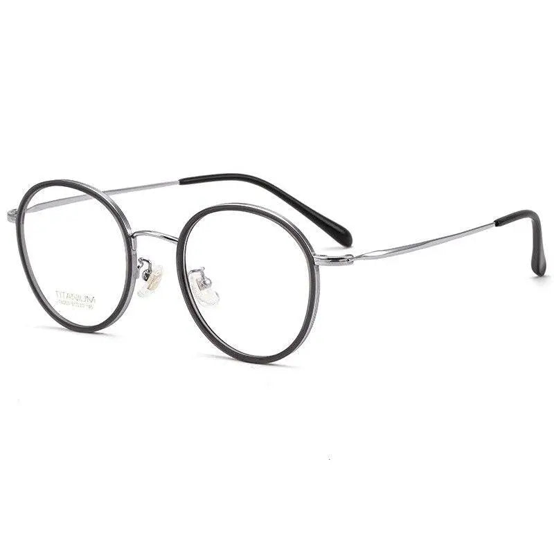 Unisex Round Full Rim Titanium Prescription Glasses T6053 — view 3 | Rx Spectacle