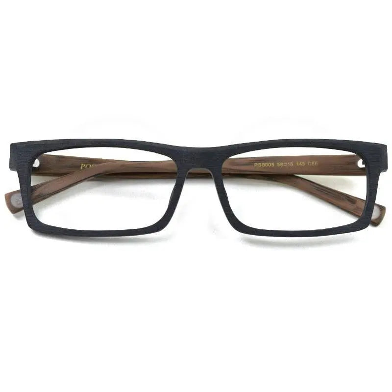 Men's Rectangular Full Rim Wood Prescription Glasses Ps8005 — view 5 | Rx Spectacle