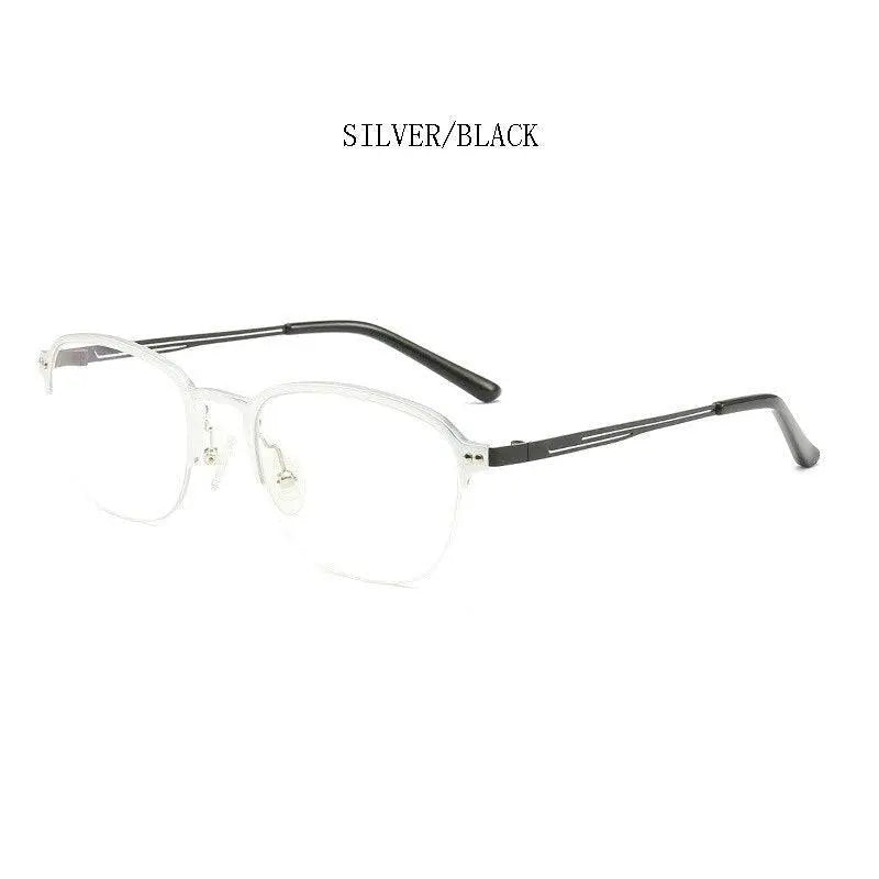 Unisex Square Semi-Rimless Titanium Prescription Glasses 6097 — view 10 | Rx Spectacle