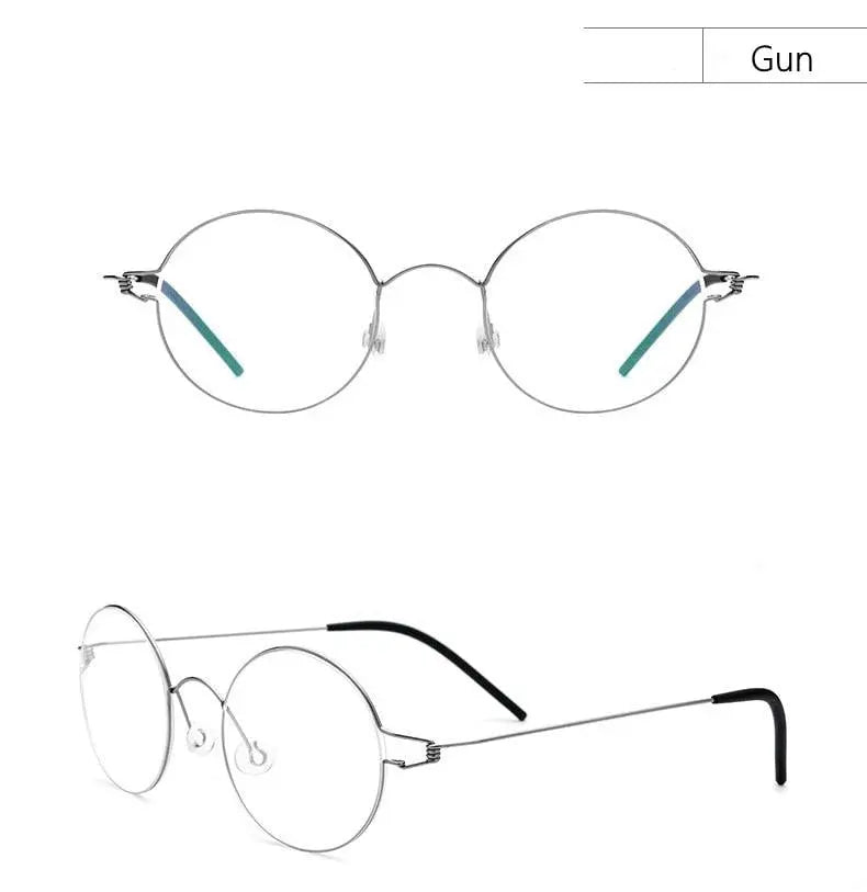 Unisex Round Full Rim Titanium Screwless Prescription Glasses 28607 — view 18 | Rx Spectacle