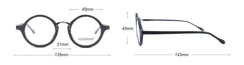 Men's Round Full Rim Wood Prescription Glasses Ps6084 — view 10 | Rx Spectacle