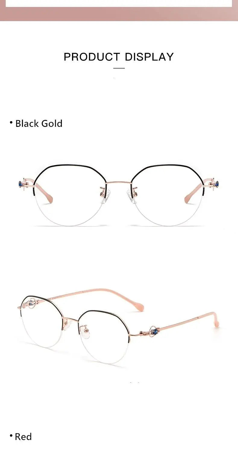Unisex Semi-Rimless Alloy Prescription Glasses 8001Z — view 12 | Rx Spectacle