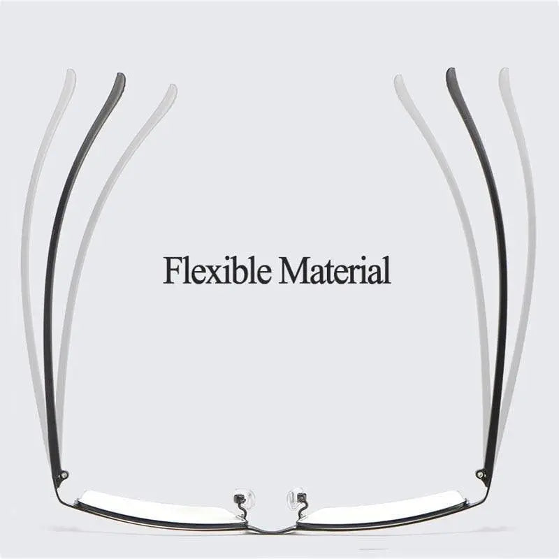 Men's Rectangular Semi-Rimless Alloy Prescription Glasses 9102 — view 3 | Rx Spectacle