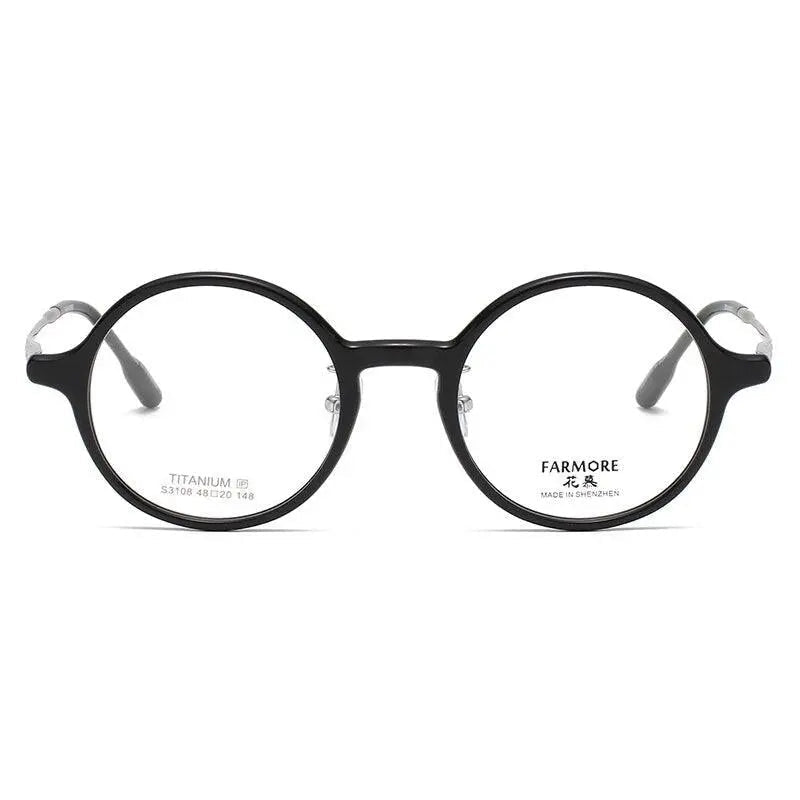 Unisex Round Full Rim Titanium Prescription Glasses S3108 — view 4 | Rx Spectacle