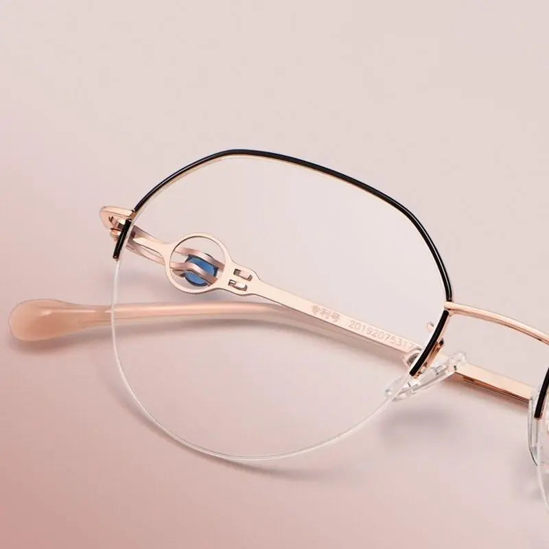 Unisex Semi-Rimless Alloy Prescription Glasses 8001Z — view 7 | Rx Spectacle