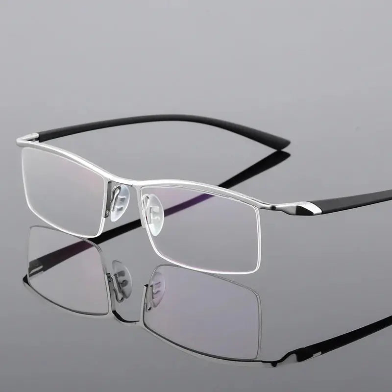 Men's Browline Semi-Rimless Alloy Prescription Glasses 48190 — view 4 | Rx Spectacle