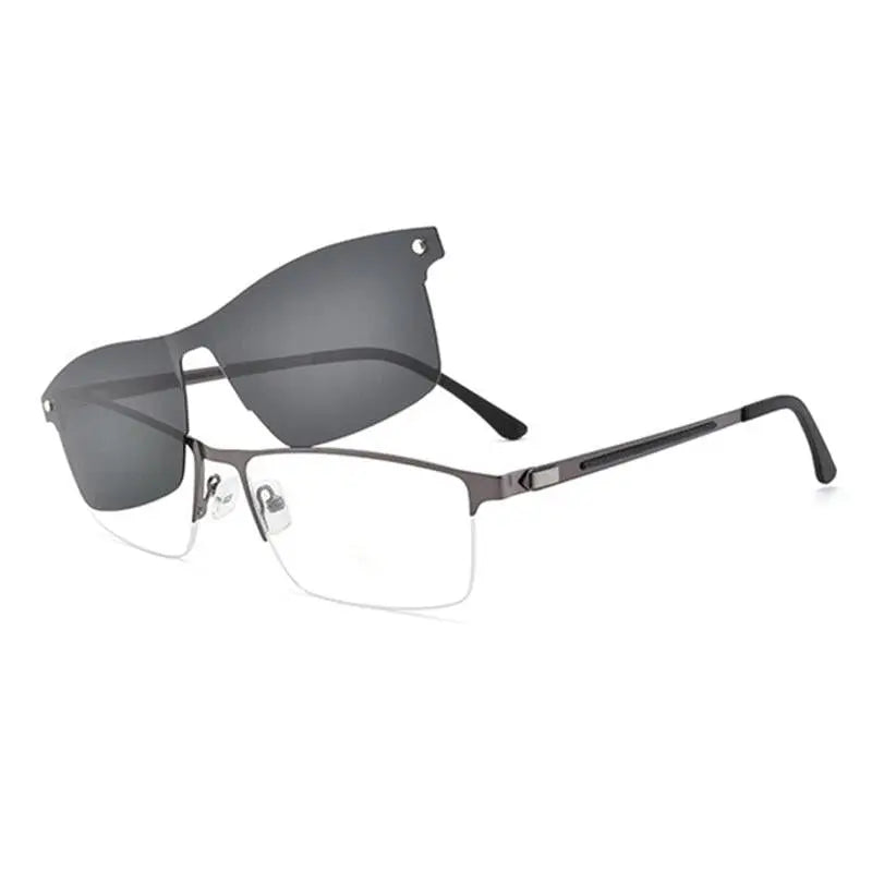Unisex Semi-Rimless Alloy Clip-On Prescription Glasses S94007 — view 6 | Rx Spectacle
