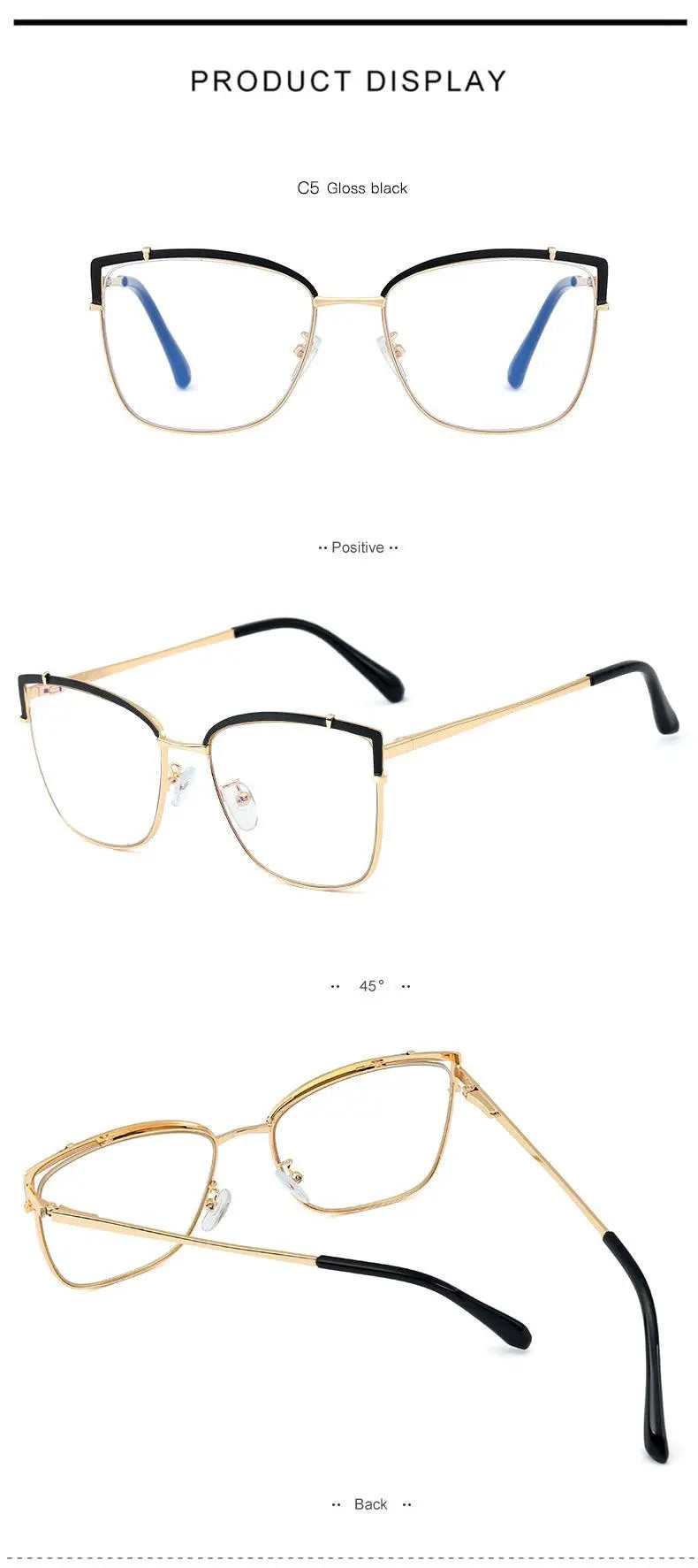 Women's Cat Eye Full Rim Alloy Prescription Glasses 95731 — view 14 | Rx Spectacle