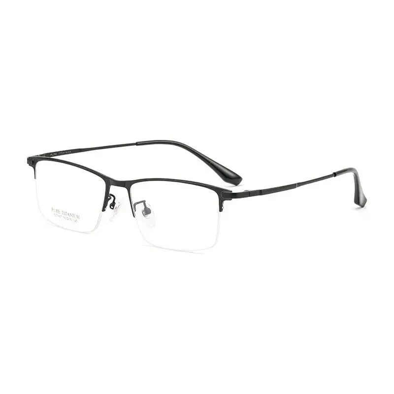 Unisex Square Semi-Rimless Titanium Oversized Prescription Glasses 79007 — view 4 | Rx Spectacle