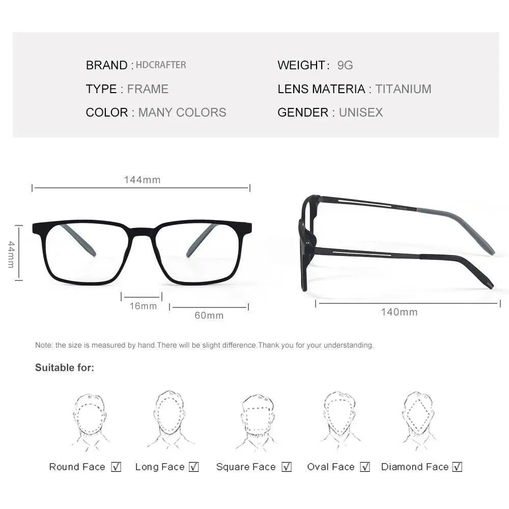 Men's Square Full Rim Titanium Prescription Glasses 1601 — view 6 | Rx Spectacle