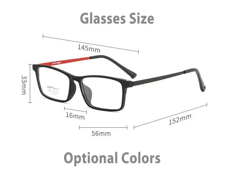 Unisex Rectangular Full Rim Titanium Prescription Glasses 9821 — view 13 | Rx Spectacle