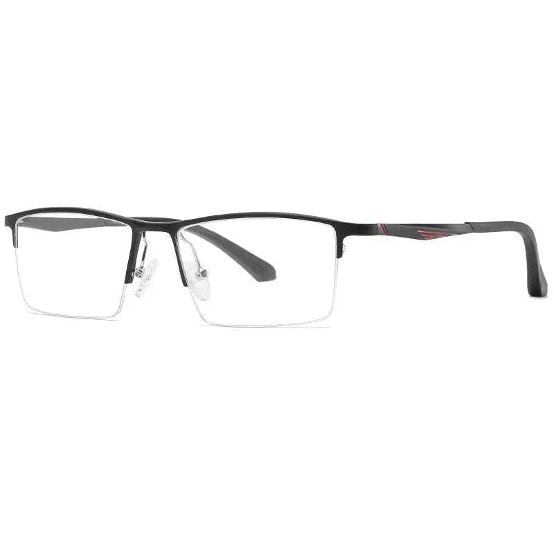 Men's Square Semi-Rimless Aluminum Prescription Glasses B2037 — view 6 | Rx Spectacle