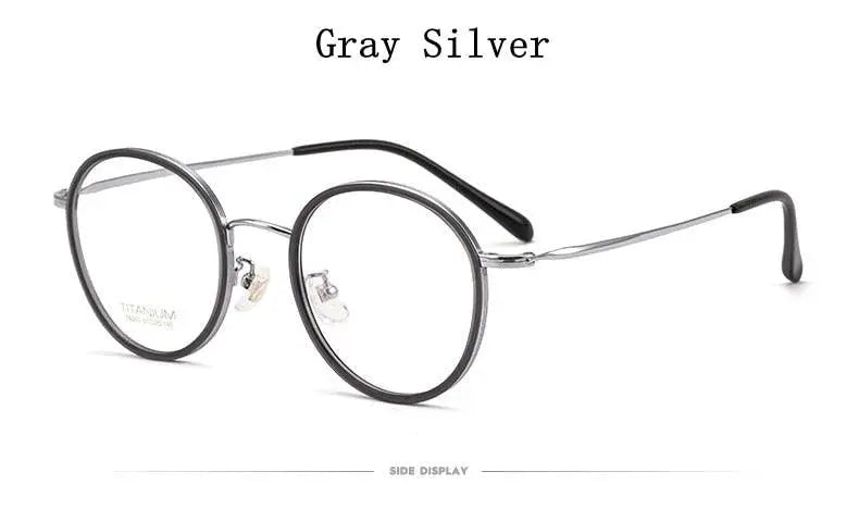 Unisex Round Full Rim Titanium Prescription Glasses T6053 — view 18 | Rx Spectacle