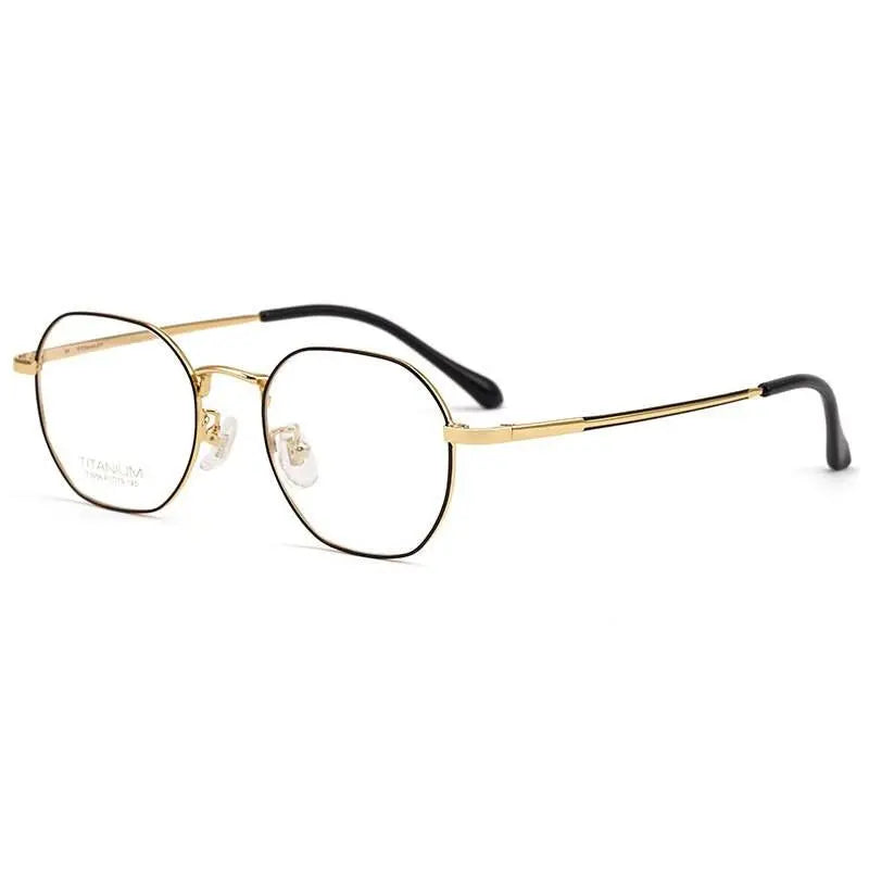 Unisex Polygon Full Rim Titanium Prescription Glasses T3956 — view 5 | Rx Spectacle
