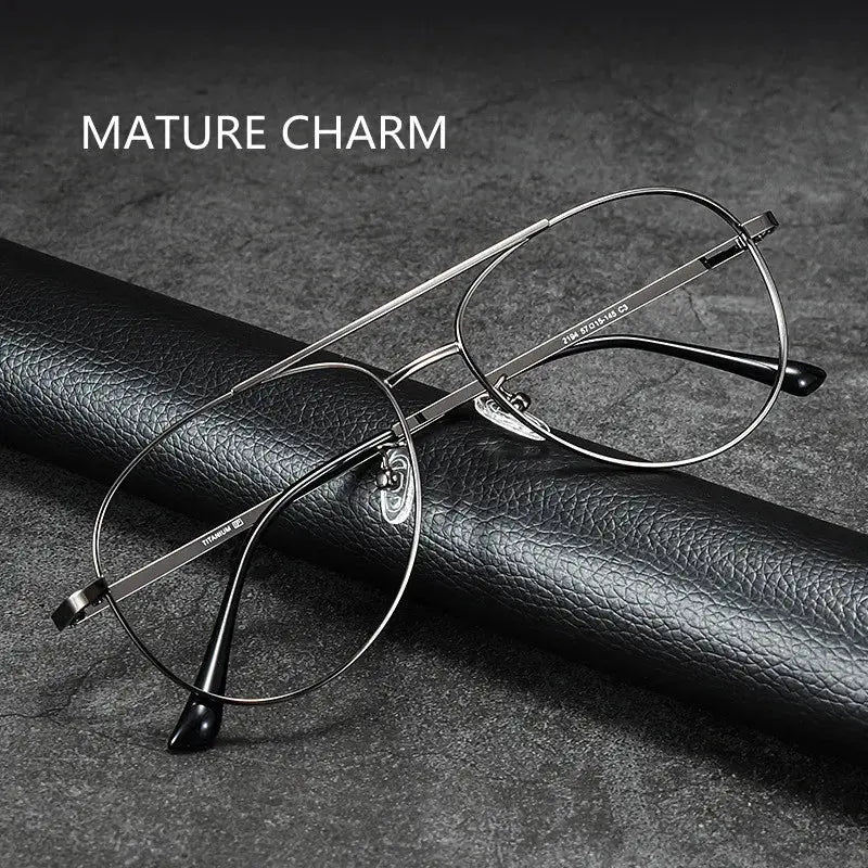 Unisex Oval Full Rim Titanium Double Bridge Prescription Glasses 2194 — view 2 | Rx Spectacle
