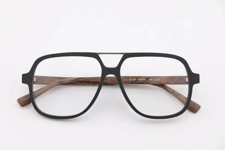 Unisex Polygon Full Rim Wood Double Bridge Prescription Glasses 6018 — view 18 | Rx Spectacle