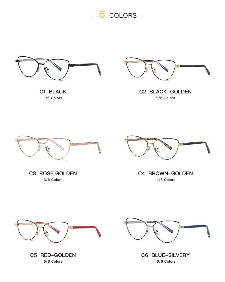 Women's Cat Eye Full Rim Alloy Prescription Glasses 3006 — view 19 | Rx Spectacle