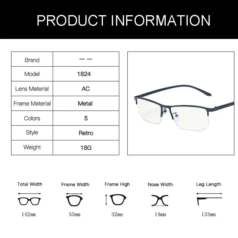 Unisex Rectangular Semi-Rimless Alloy Prescription Glasses 18249 — view 2 | Rx Spectacle