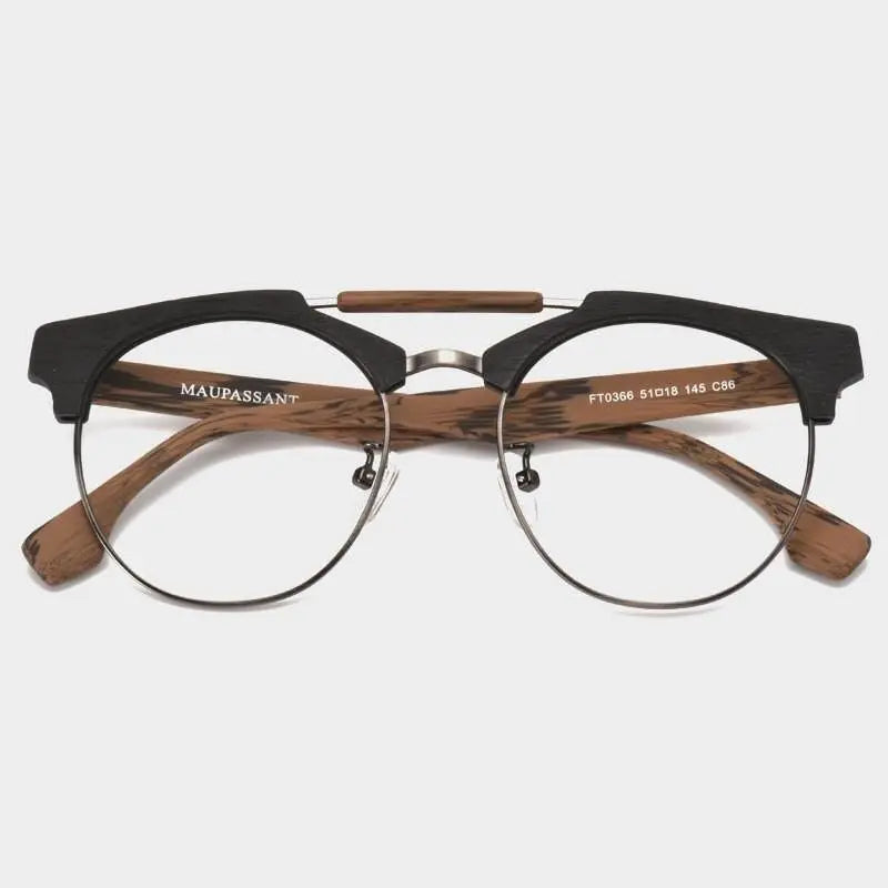 Unisex Round Full Rim Alloy Double Bridge Prescription Glasses Ft0366 — view 8 | Rx Spectacle