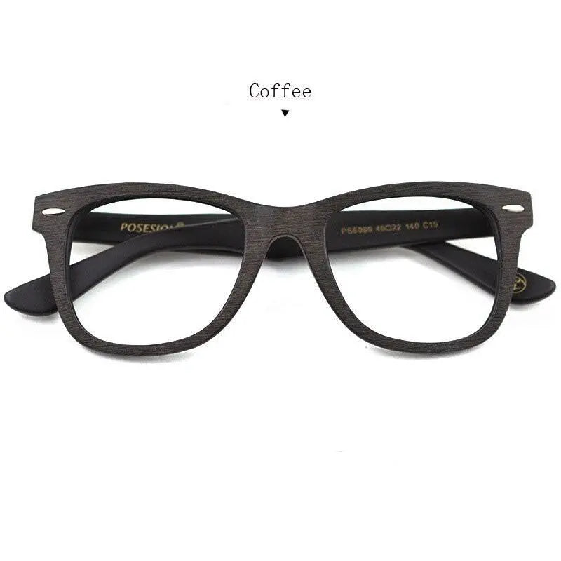 Men's Round Full Rim Wood Prescription Glasses Ps6099 — view 7 | Rx Spectacle