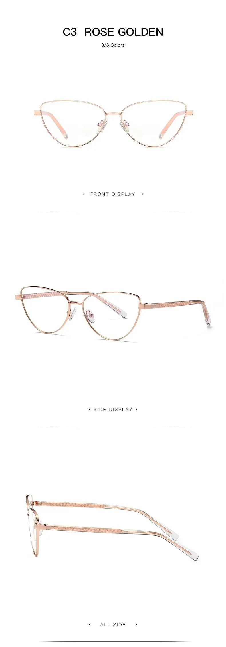 Women's Cat Eye Full Rim Alloy Prescription Glasses 3006 — view 22 | Rx Spectacle