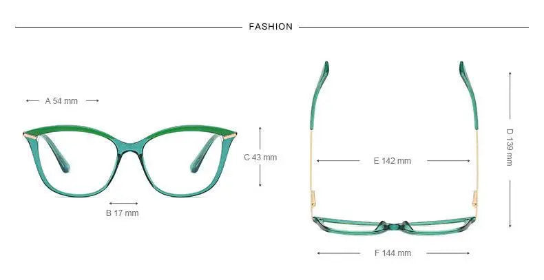Women's Cat Eye Full Rim TR90 Prescription Glasses 2036 — view 13 | Rx Spectacle