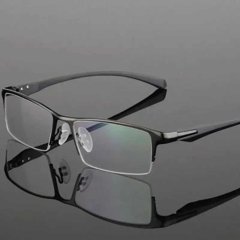 Unisex Square Semi-Rimless Alloy Prescription Glasses 69065 — view 6 | Rx Spectacle