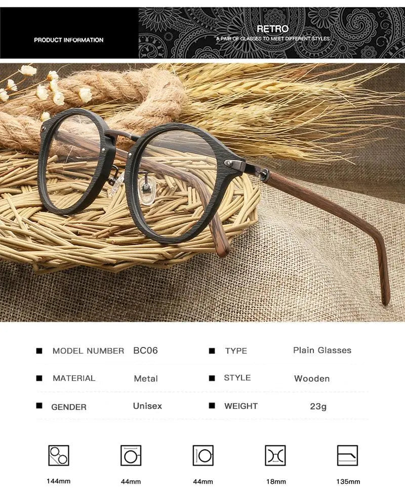 Unisex Round Full Rim Alloy Prescription Glasses Bc06 — view 16 | Rx Spectacle