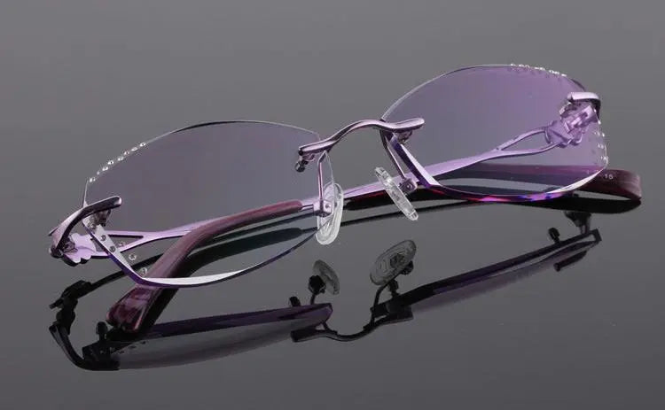 Women's Rectangular Rimless Titanium Prescription Glasses 2123 — view 8 | Rx Spectacle