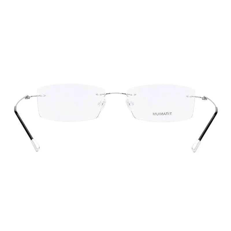 Unisex Rectangular Rimless Titanium Prescription Glasses P8361 — view 9 | Rx Spectacle