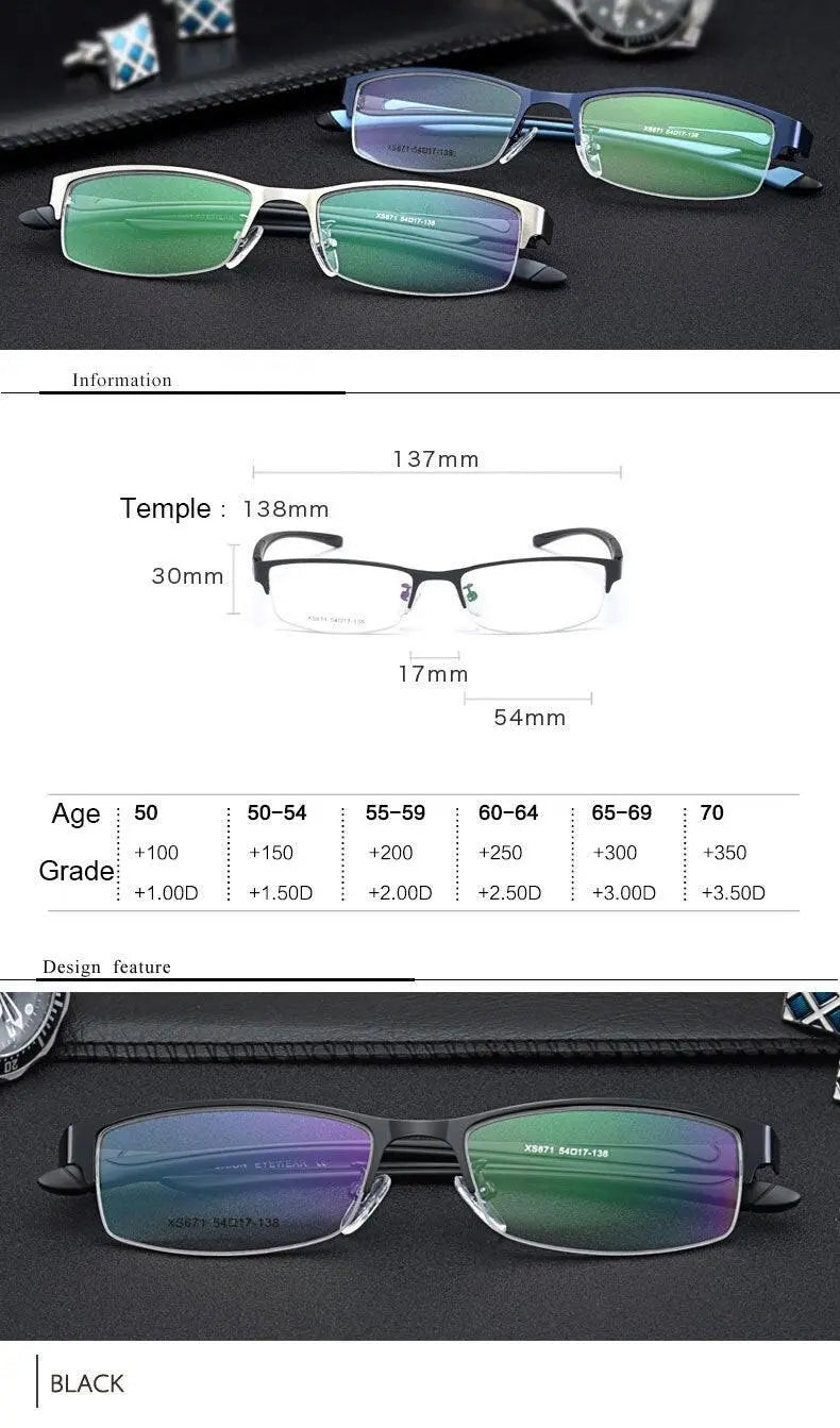 Unisex Semi-Rimless Stainless Steel Reading Glasses Xs671 — view 12 | Rx Spectacle
