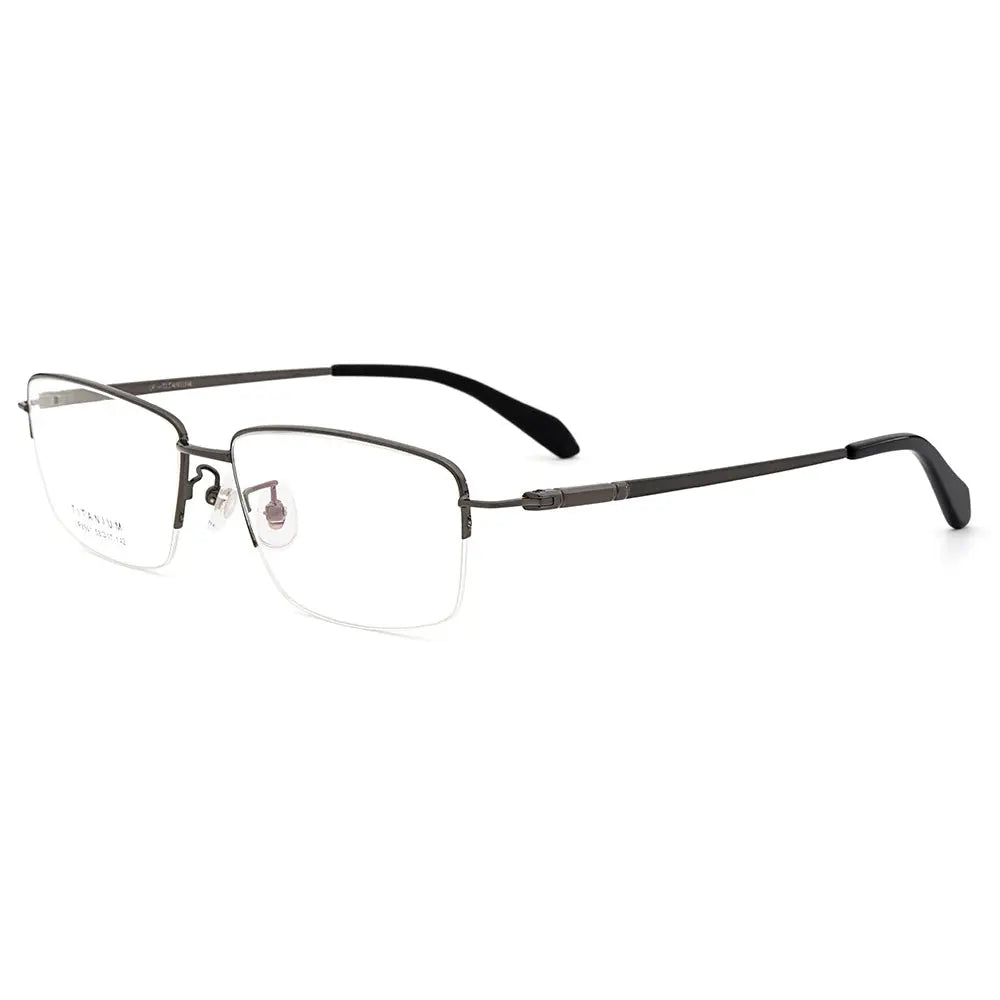Men's Polygon Semi-Rimless Titanium Oversized Prescription Glasses 896111 — view 2 | Rx Spectacle