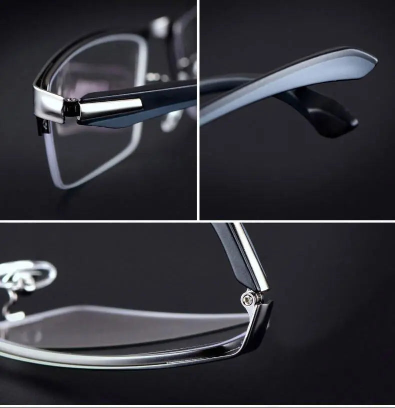 Men's Rectangular Full Rim Alloy Prescription Glasses — view 22 | Rx Spectacle
