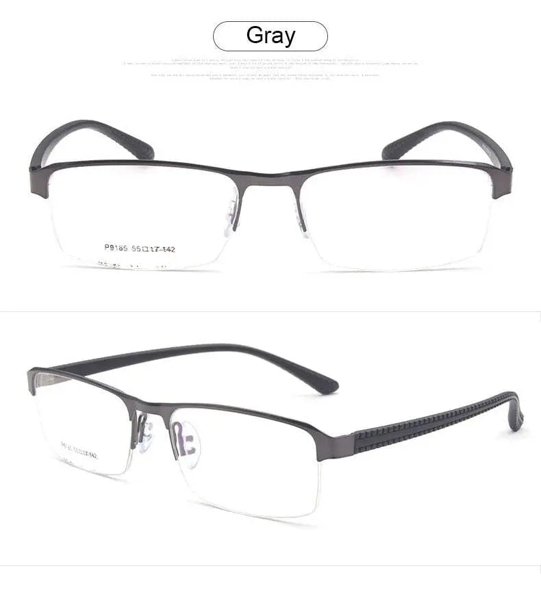 Men's Square Semi-Rimless Alloy Prescription Glasses P9165 — view 12 | Rx Spectacle