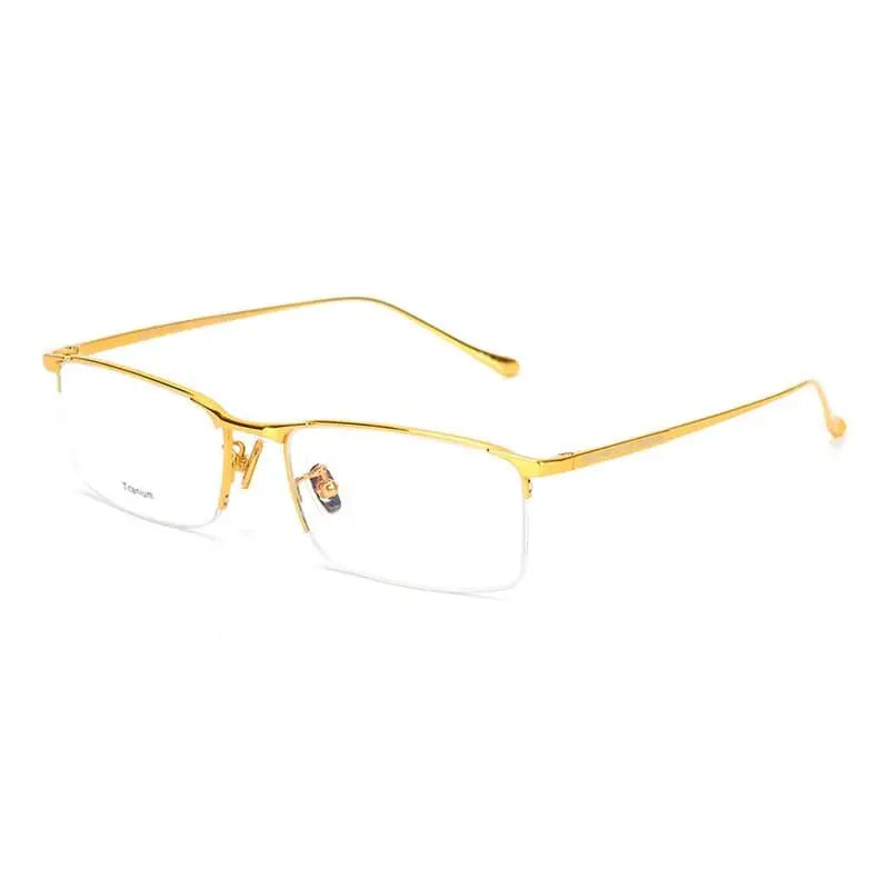 Men's Square Semi-Rimless Titanium Prescription Glasses S8803 — view 6 | Rx Spectacle