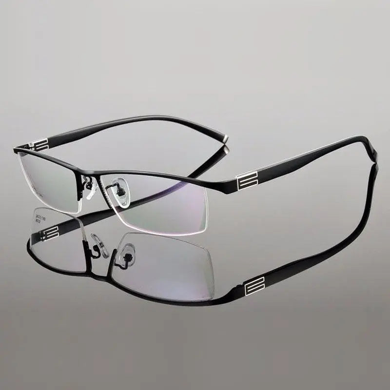 Men's Rectangular Semi-Rimless Titanium Prescription Glasses 56170 — view 3 | Rx Spectacle