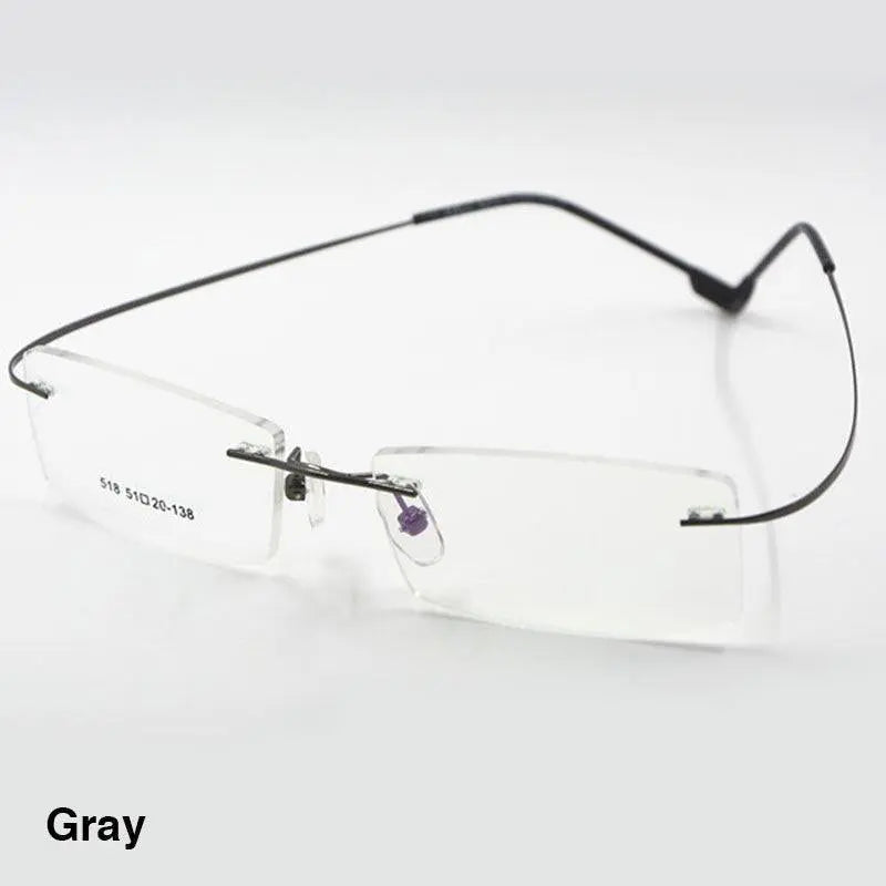 Unisex Square Rimless Titanium Prescription Glasses 2241 — view 12 | Rx Spectacle