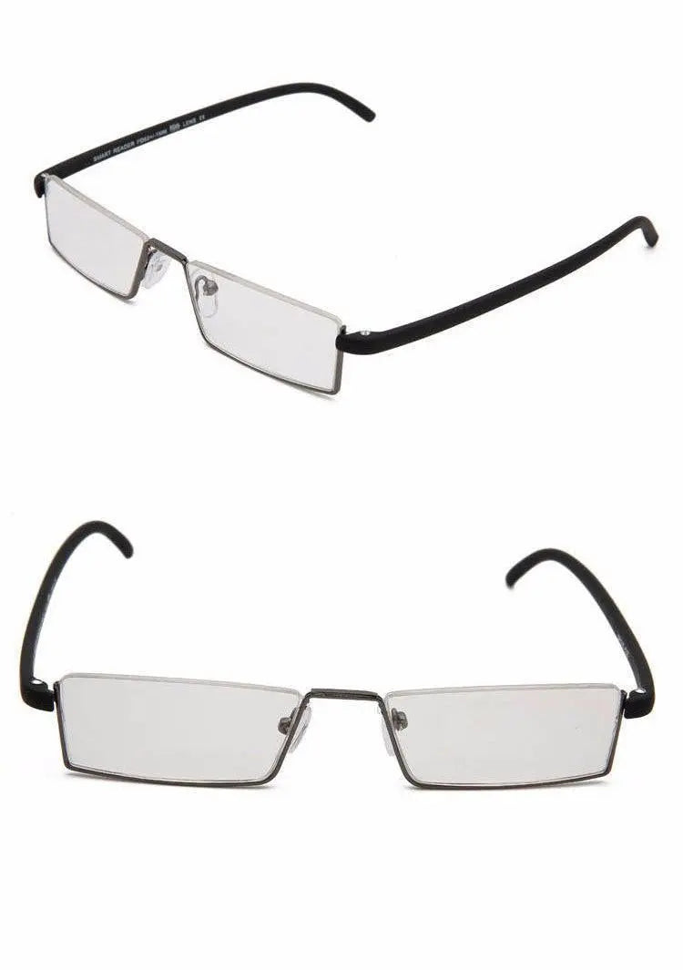 Unisex Rectangular Semi-Rimless Alloy Reading Glasses R131 — view 14 | Rx Spectacle