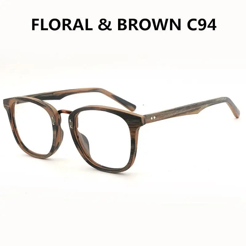 Unisex Round Full Rim Wood Prescription Glasses Hb029 — view 11 | Rx Spectacle