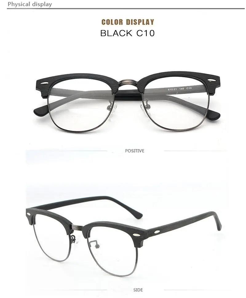 Unisex Round Full Rim Wood Prescription Glasses — view 22 | Rx Spectacle