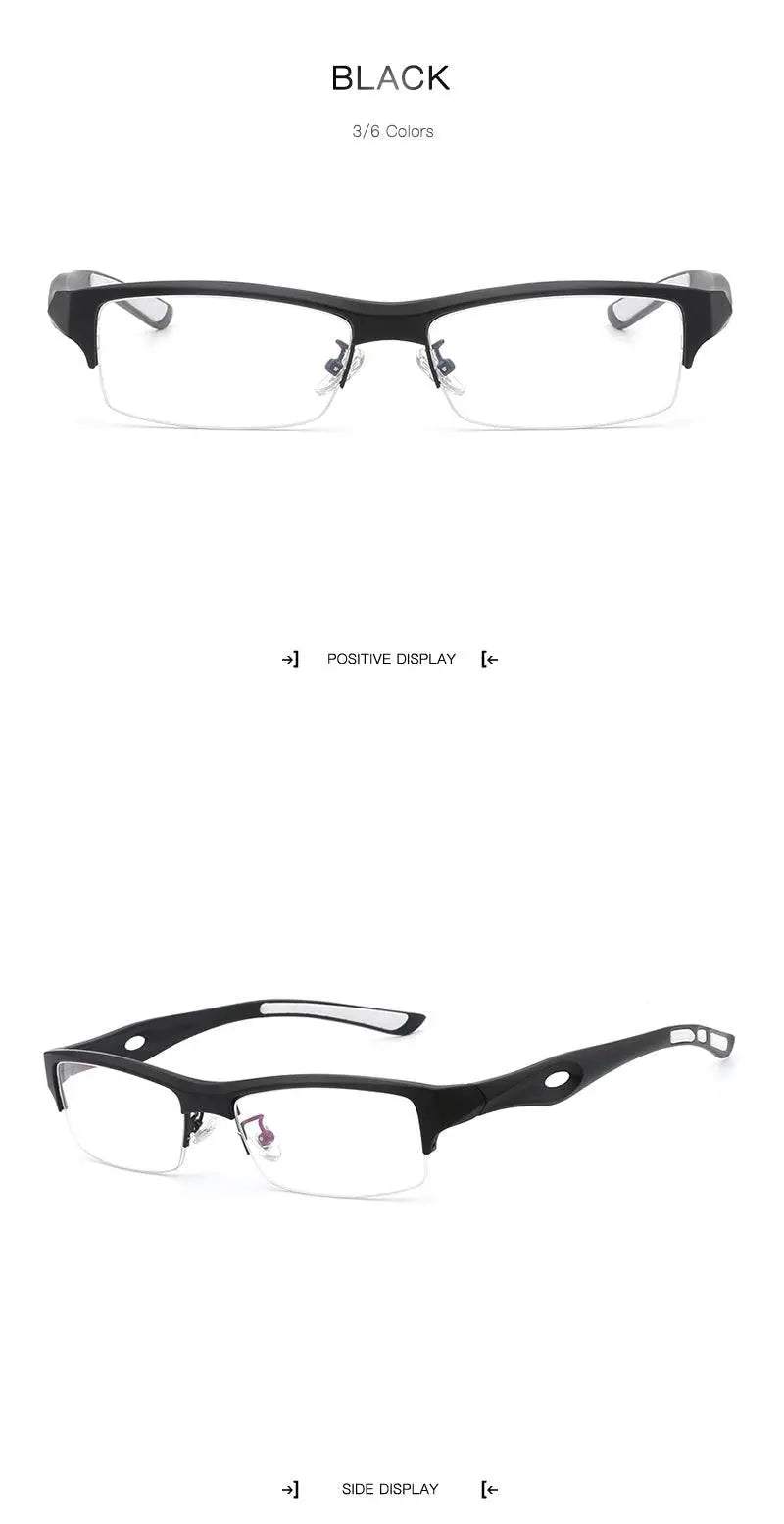 Men's Rectangular Semi-Rimless TR90 Prescription Glasses L1077 — view 17 | Rx Spectacle