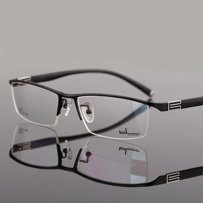 Men's Rectangular Semi-Rimless Titanium Prescription Glasses 56170 — view 19 | Rx Spectacle