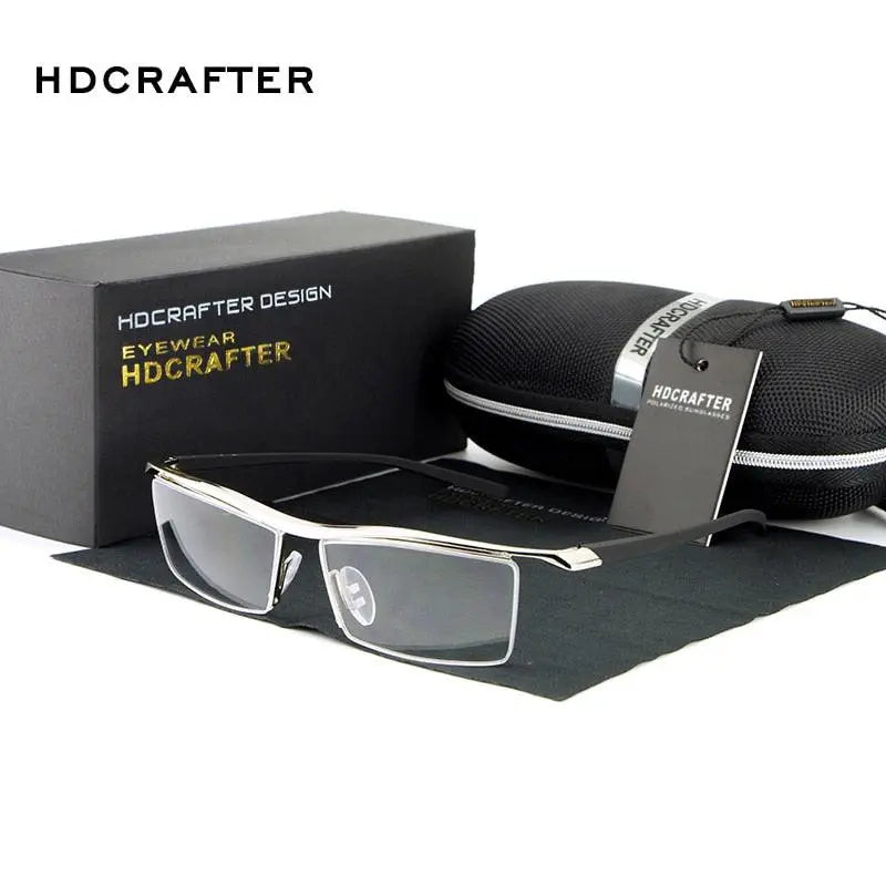 Men's Square Semi-Rimless Acetate Prescription Glasses E004 — view 2 | Rx Spectacle